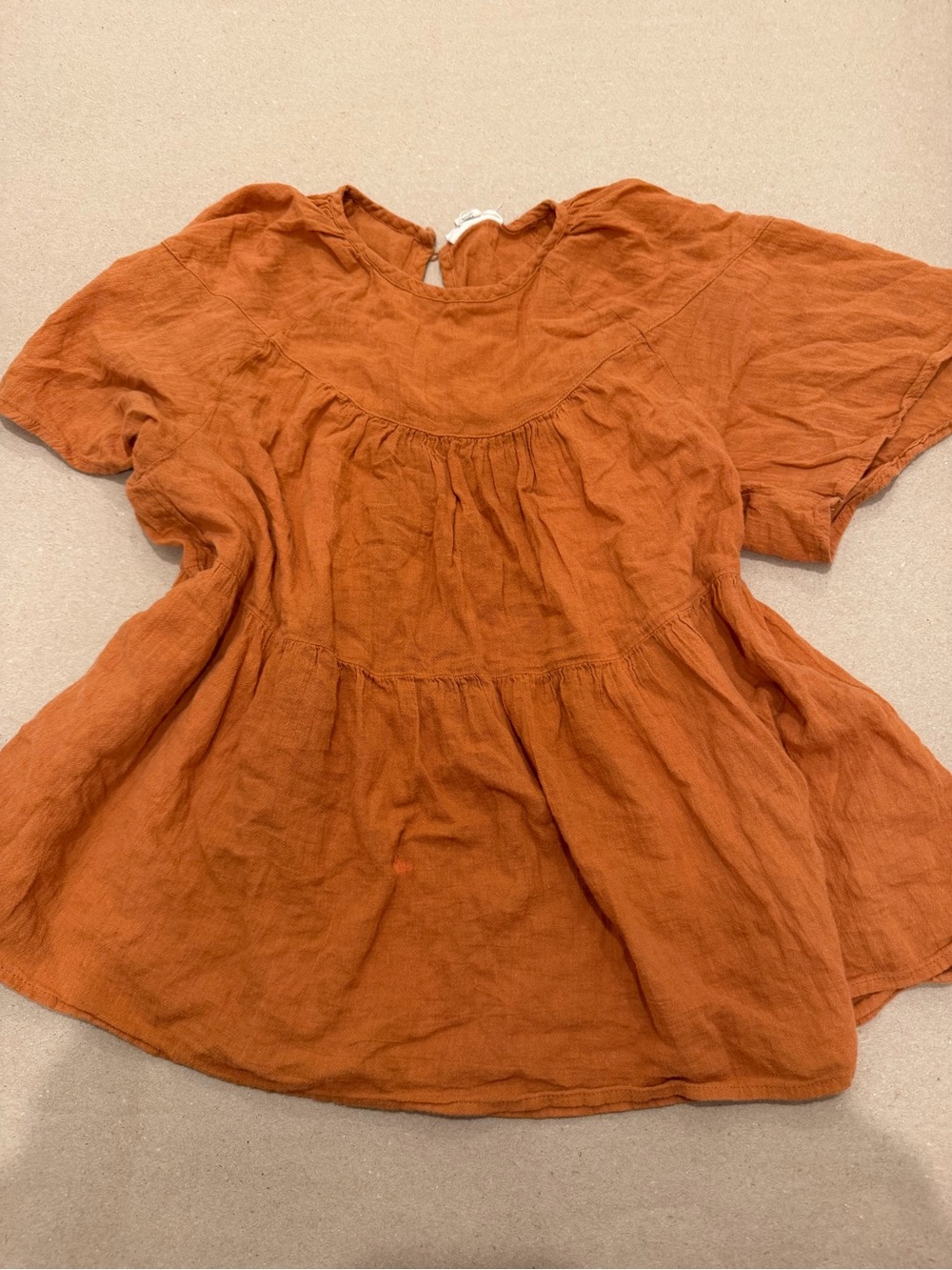 Women's Relaxed Peasant Top in Rust Orange